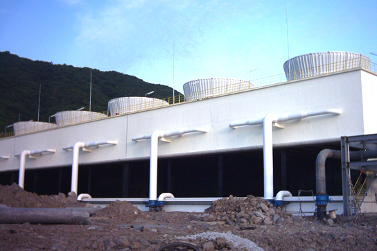 Fiberglass cross flow cooling tower